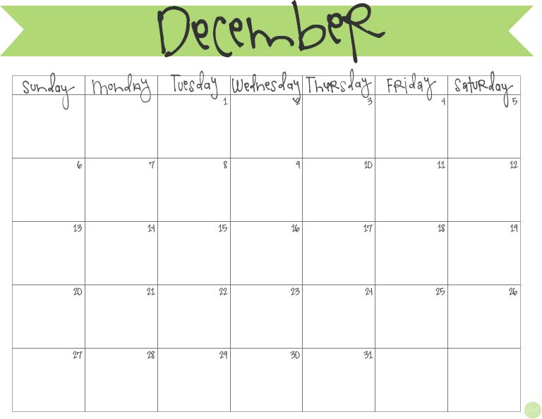 free printable december 2015 calendar - jot it all in!