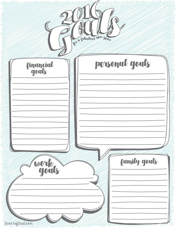 free printable 2016 goals sheet