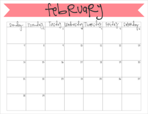 February 2016 Calendar - Free Printable | Live Craft Eat