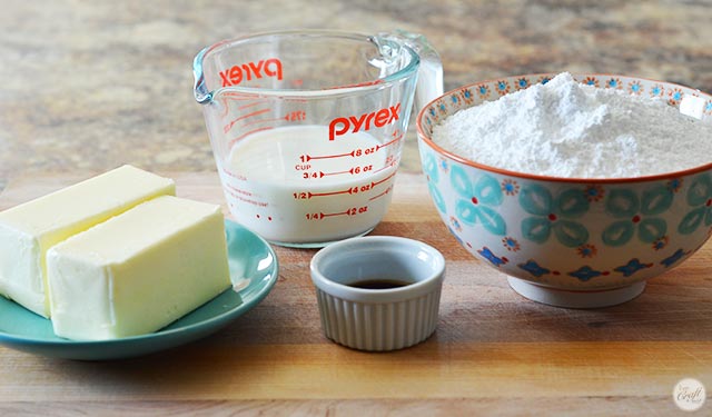 4 simple ingredients for amazing buttercream icing.