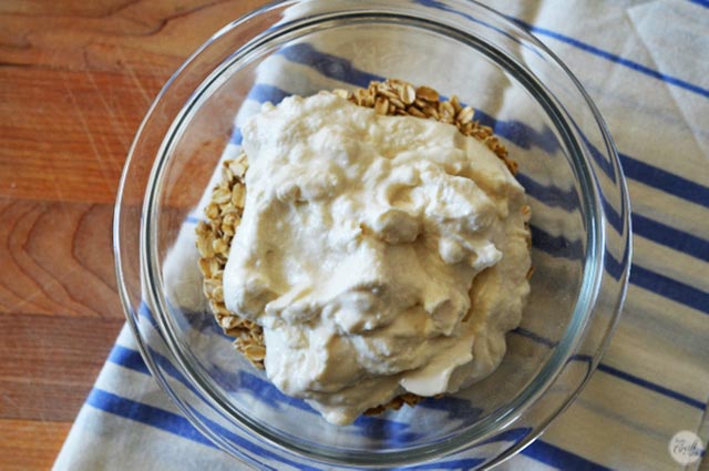 oatmeal + yogurt + milk = the perfect refrigerator oatmeal