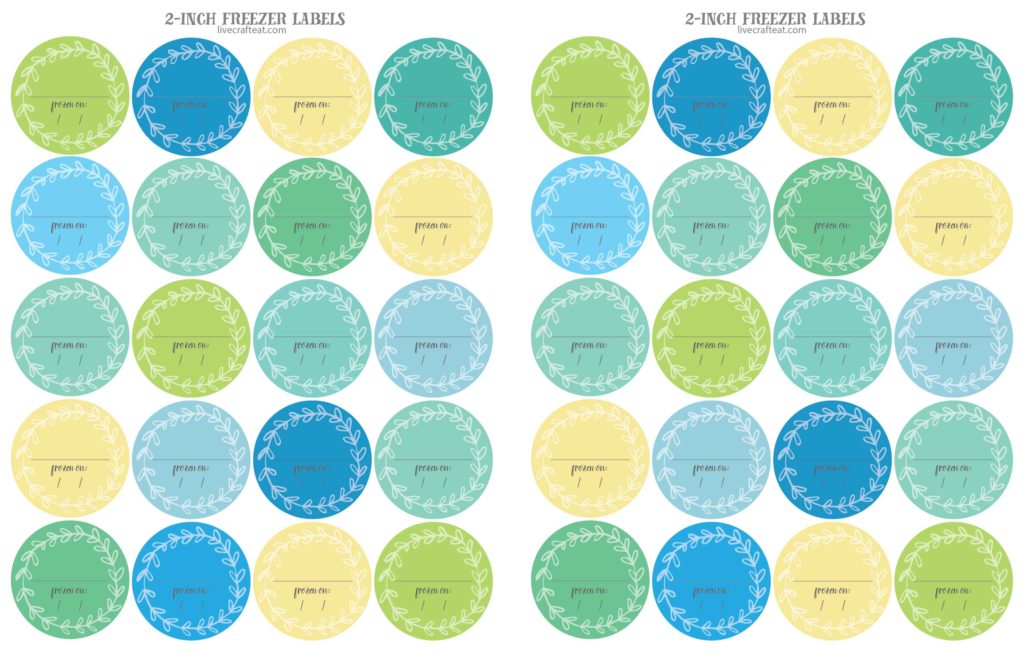 free printable 2" round freezer labels for individual frozen items.