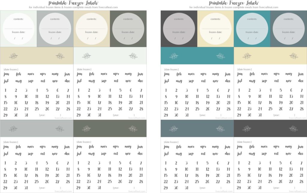 free printable freezer label calendars - circle the month and the day and write in the year to make sure your freezer stays organized and your food stays as fresh as possible!