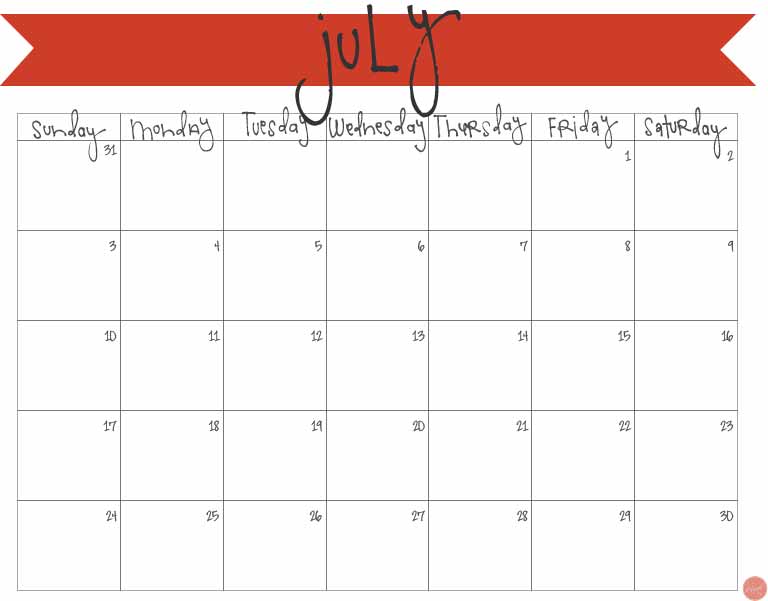 July 16 Calendar Free Printable Live Craft Eat