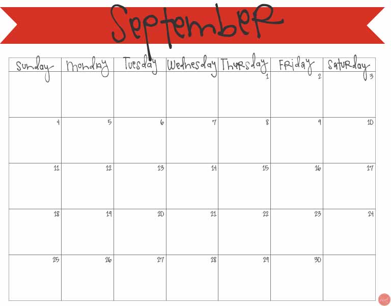 free printable september 2016 calendar!