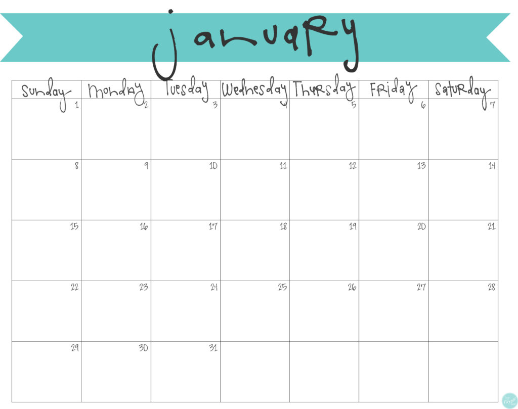 free printable january 2017 monthly calendar - get a head start on an organized new year!