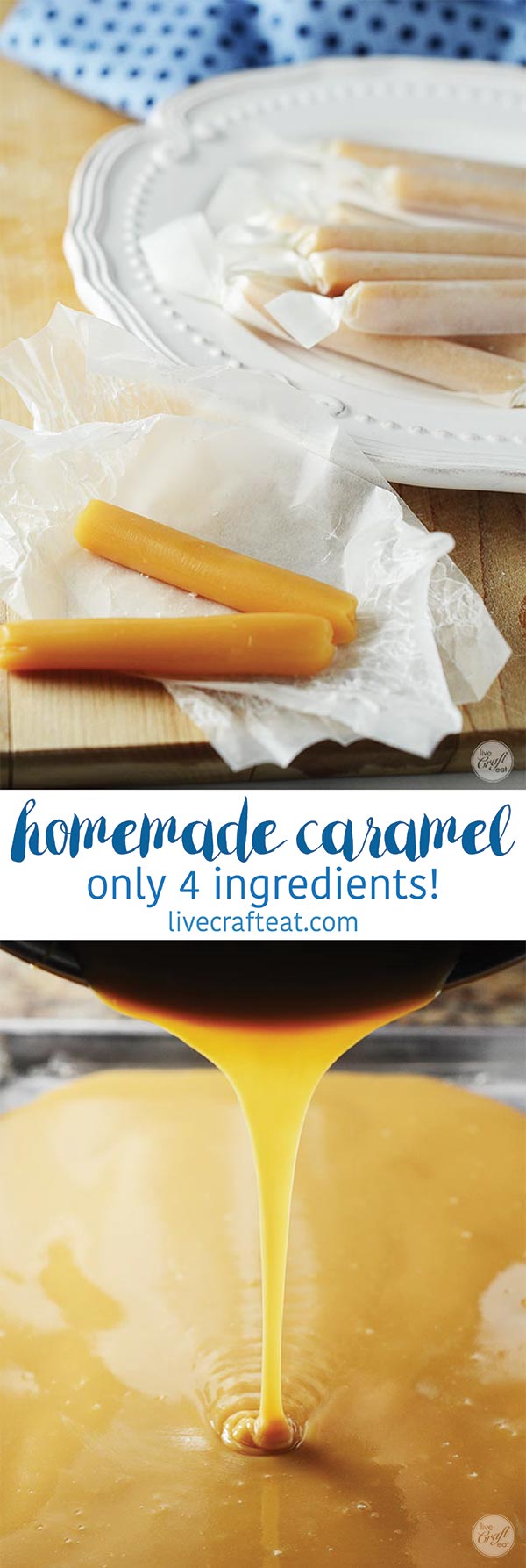 how to make the most delicious, soft, chewy caramels using only 4 ingredients! these are so great to have on hand around the holidays for making several recipes that use caramel + they are great for neighbor/teacher/co-worker gifts!!