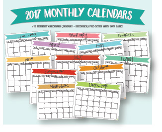 etsy :: 2017 monthly calendars