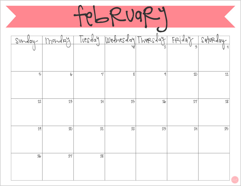 free printable february 2017 monthly calendar 8.5"x11" - easy to just download and print and get organized!