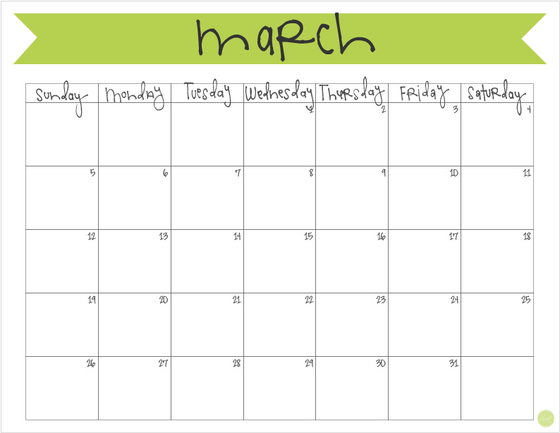 march calendar for 2017 printable