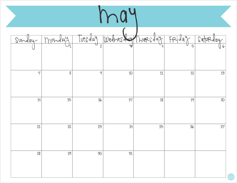 May Monthly Calendar