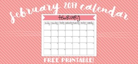 free printable monthly calendar :: february 2017