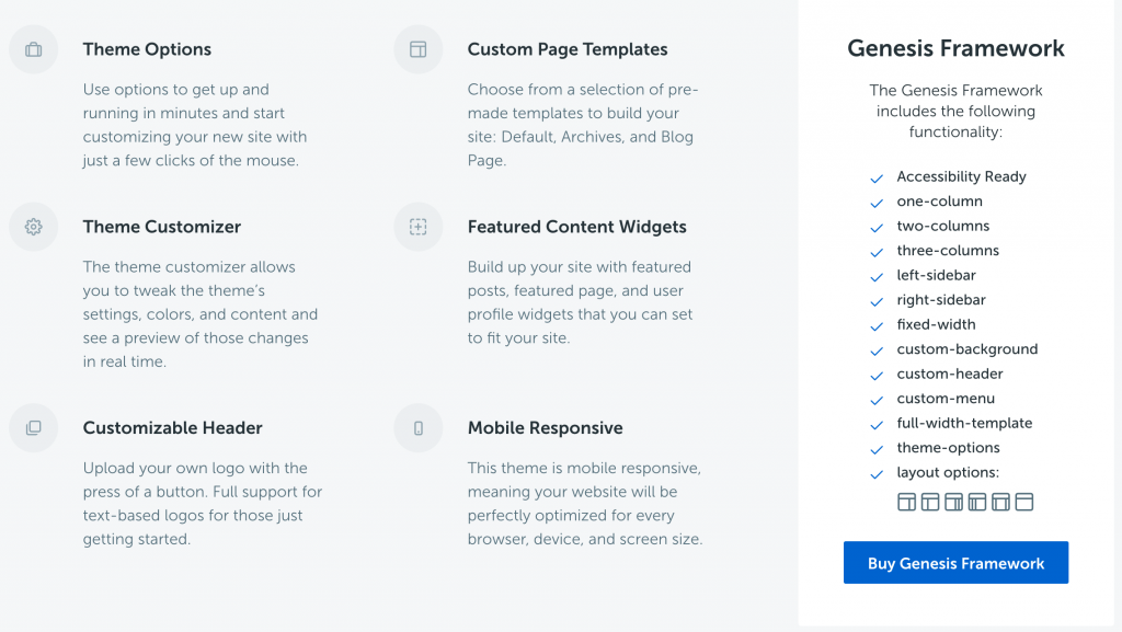 Genesis Framework Selling Points