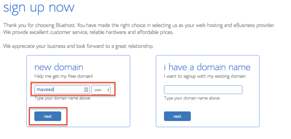 Step 4 Enter Domain and .com