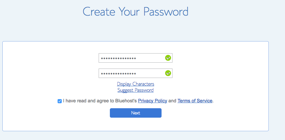 Step 8 Create a Password