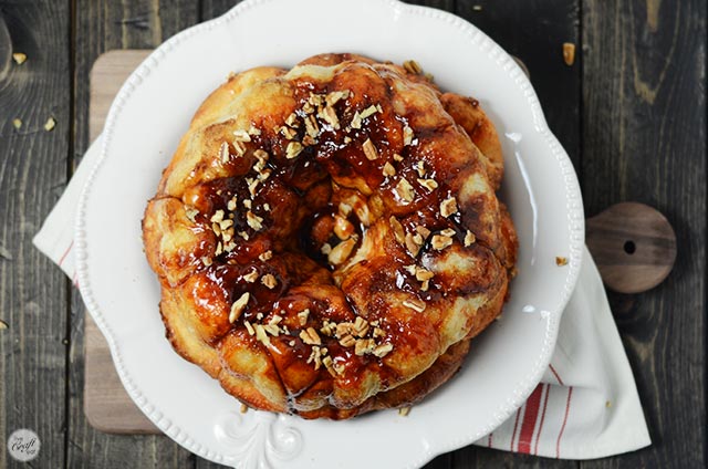 monkey bread with pecans on a plate