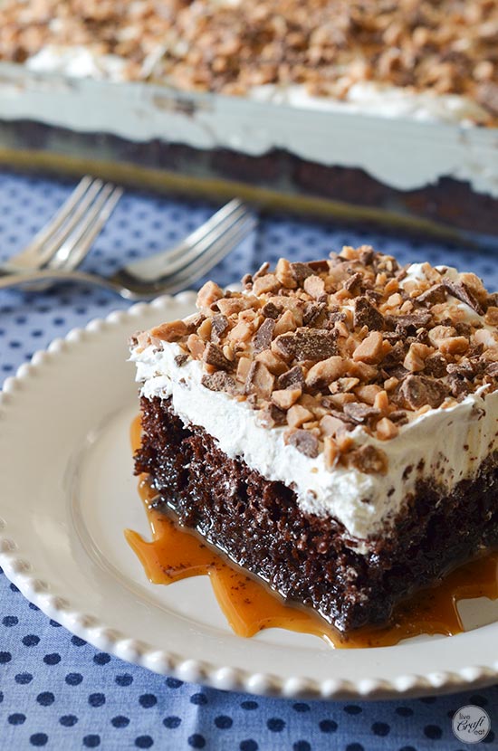 easy chocolate caramel poke cake