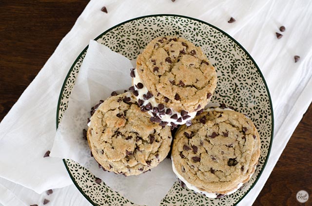 homemade ice cream sandwiches with cookies