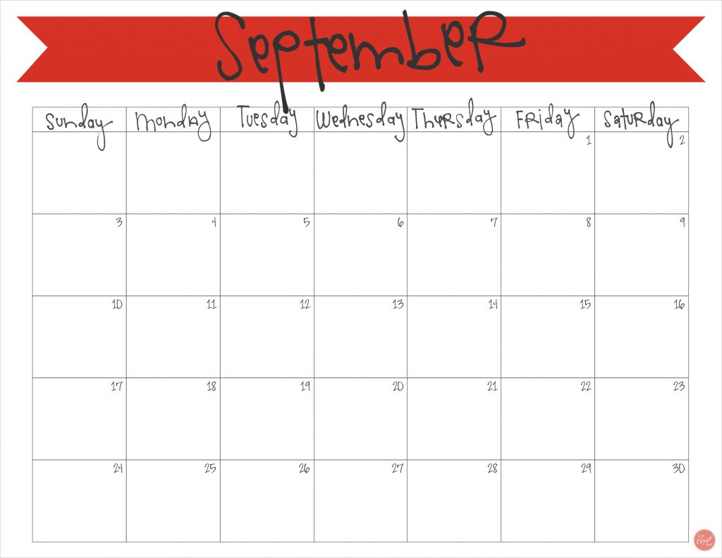 free printable september 2017 monthly calendar