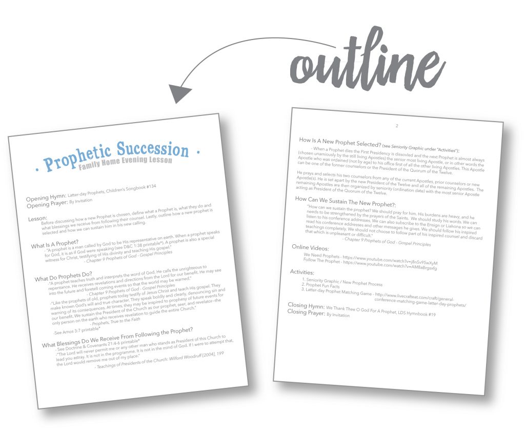 outline for family home evening kit