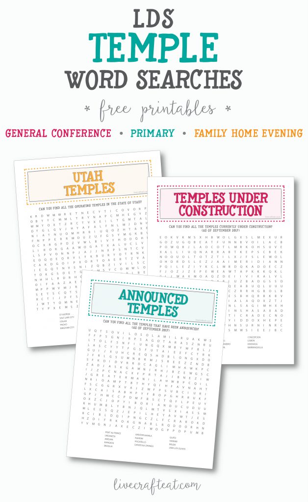 LDS Temple Word Searches For Kids | Live Craft Eat