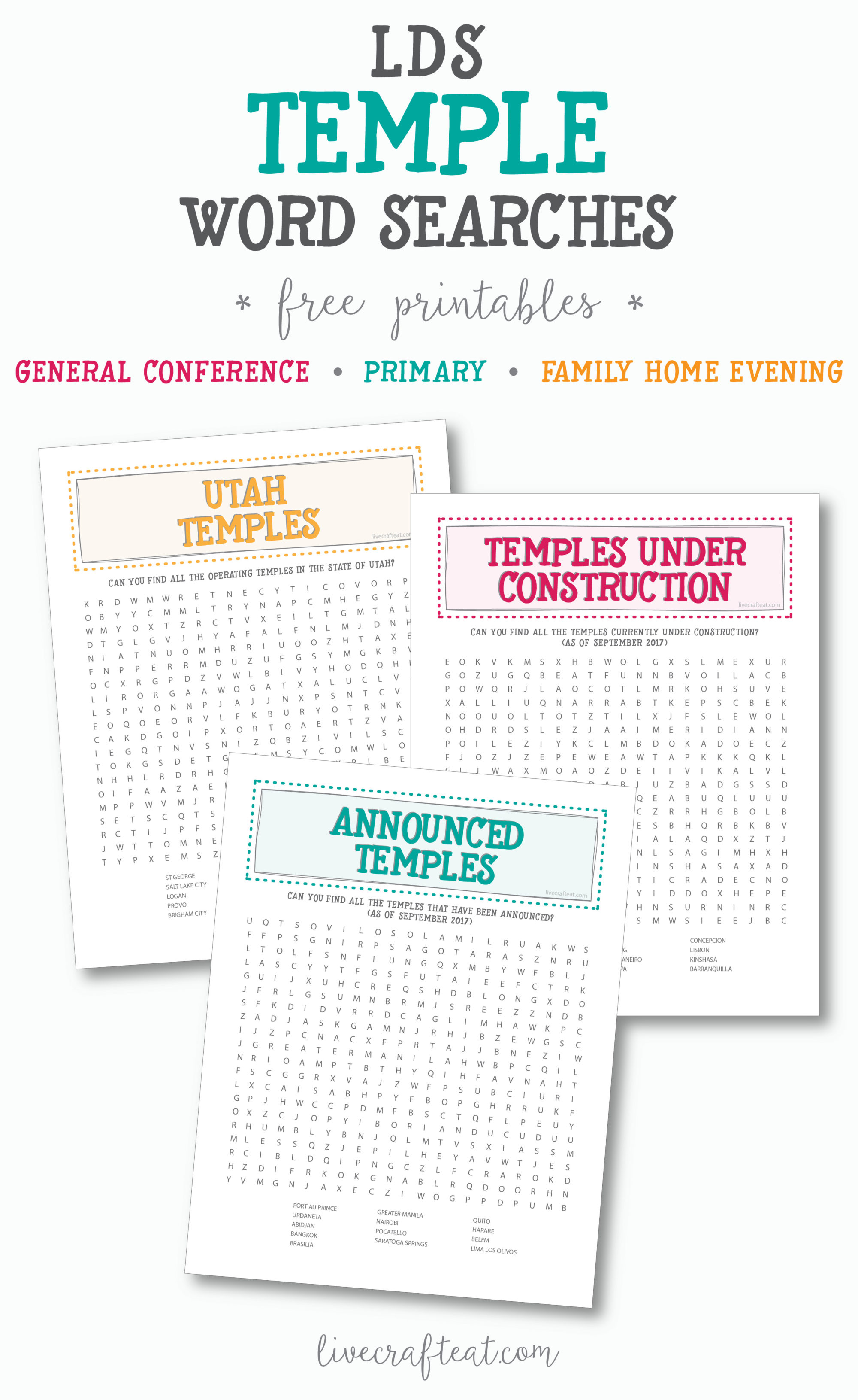 Lds Temple Word Searches For Kids Live Craft Eat