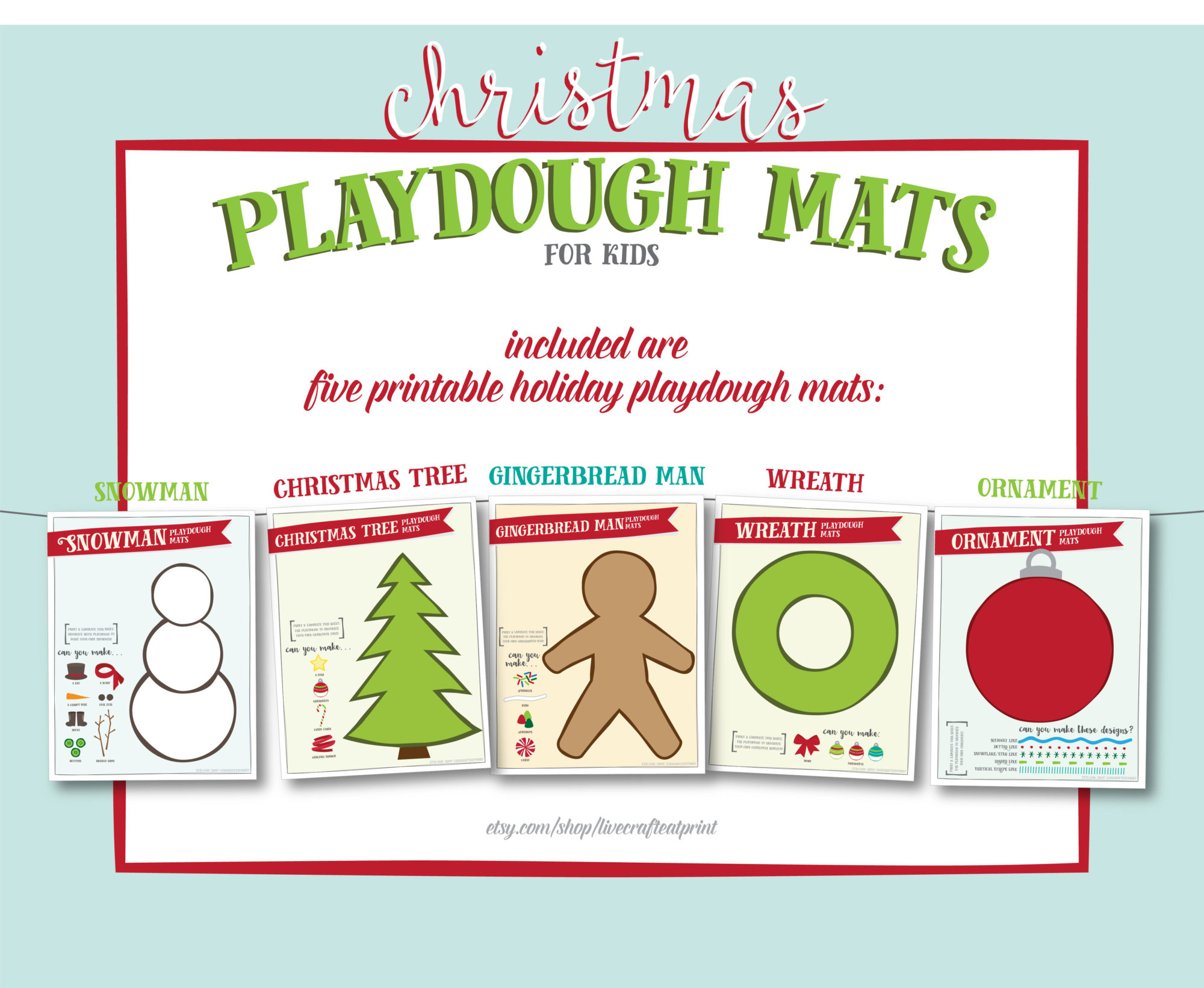 Christmas Playdough Mats - Free Printable | Live Craft Eat