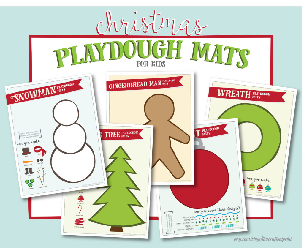 🎄 FREE Christmas Playdough Mats