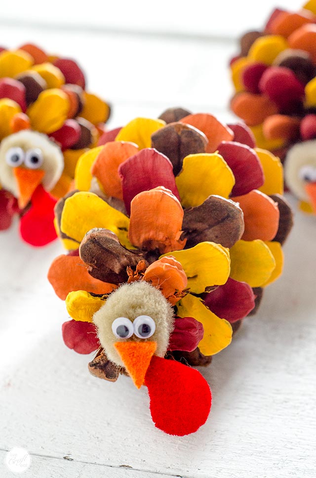 Painted Pinecone Turkeys - Thanksgiving Craft For Kids | Live Craft Eat