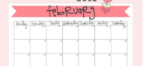 free printable monthly calendar :: february 2018