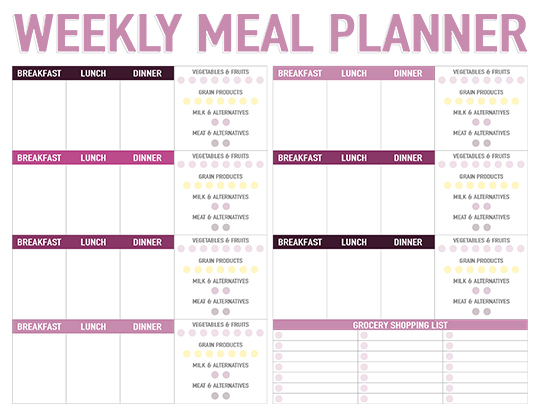 Printable Weekly Meal Planners - FREE | Live Craft Eat