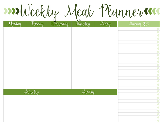 free printable meal planner for weight loss