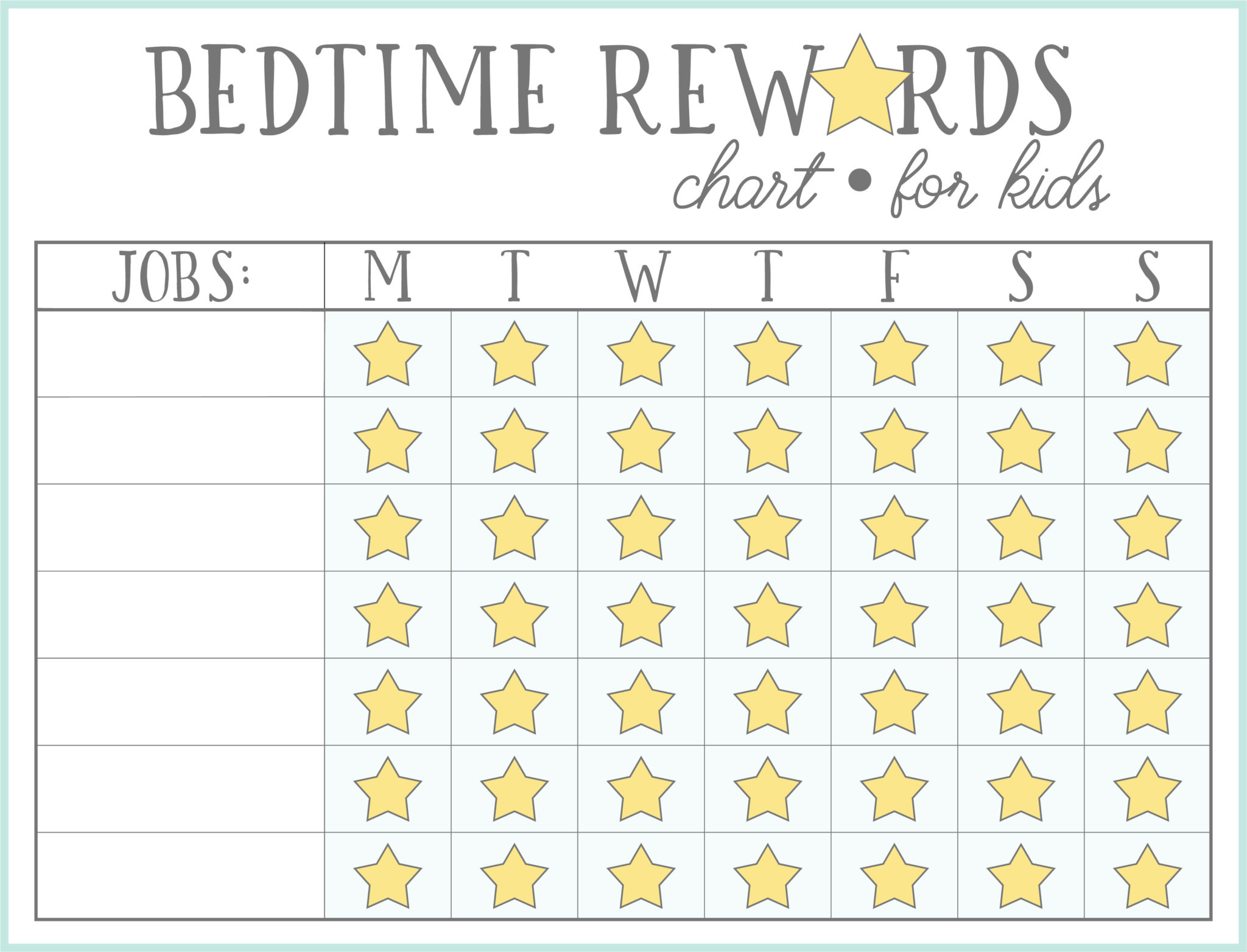 Bedtime Reward Chart Free Printable