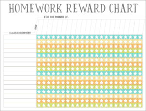monthly homework reward chart