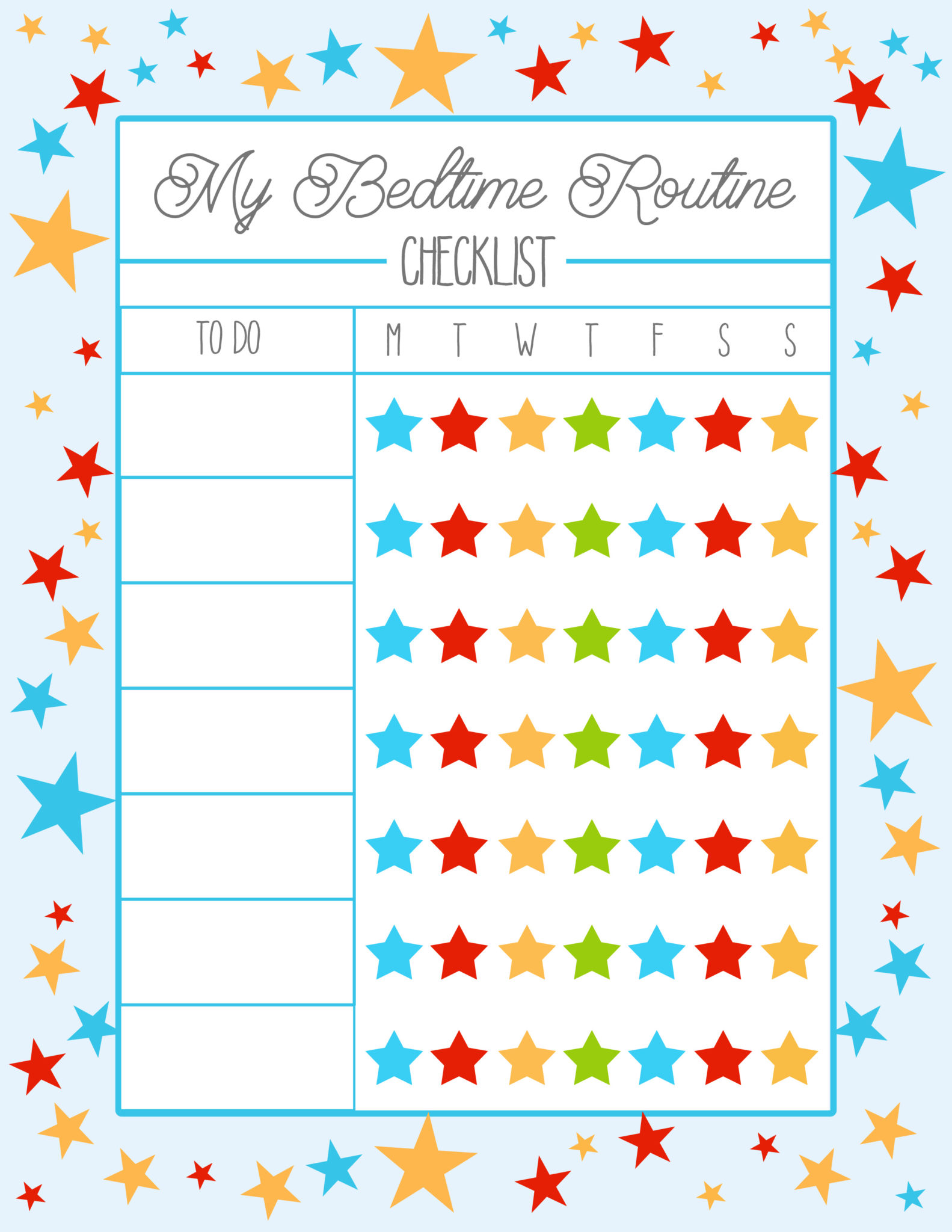 Free Printable Bedtime Chart For Toddlers