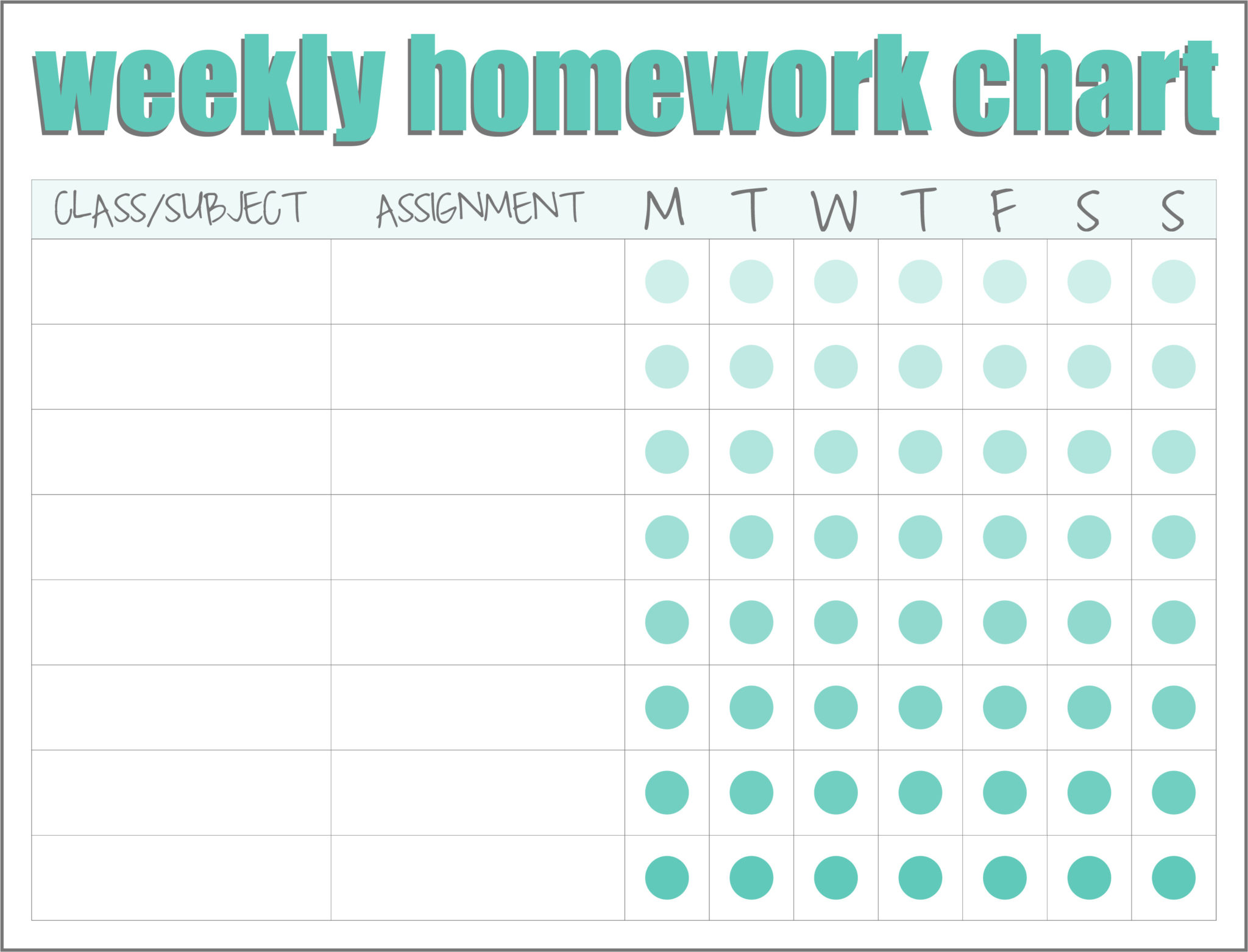 teacher homework chart