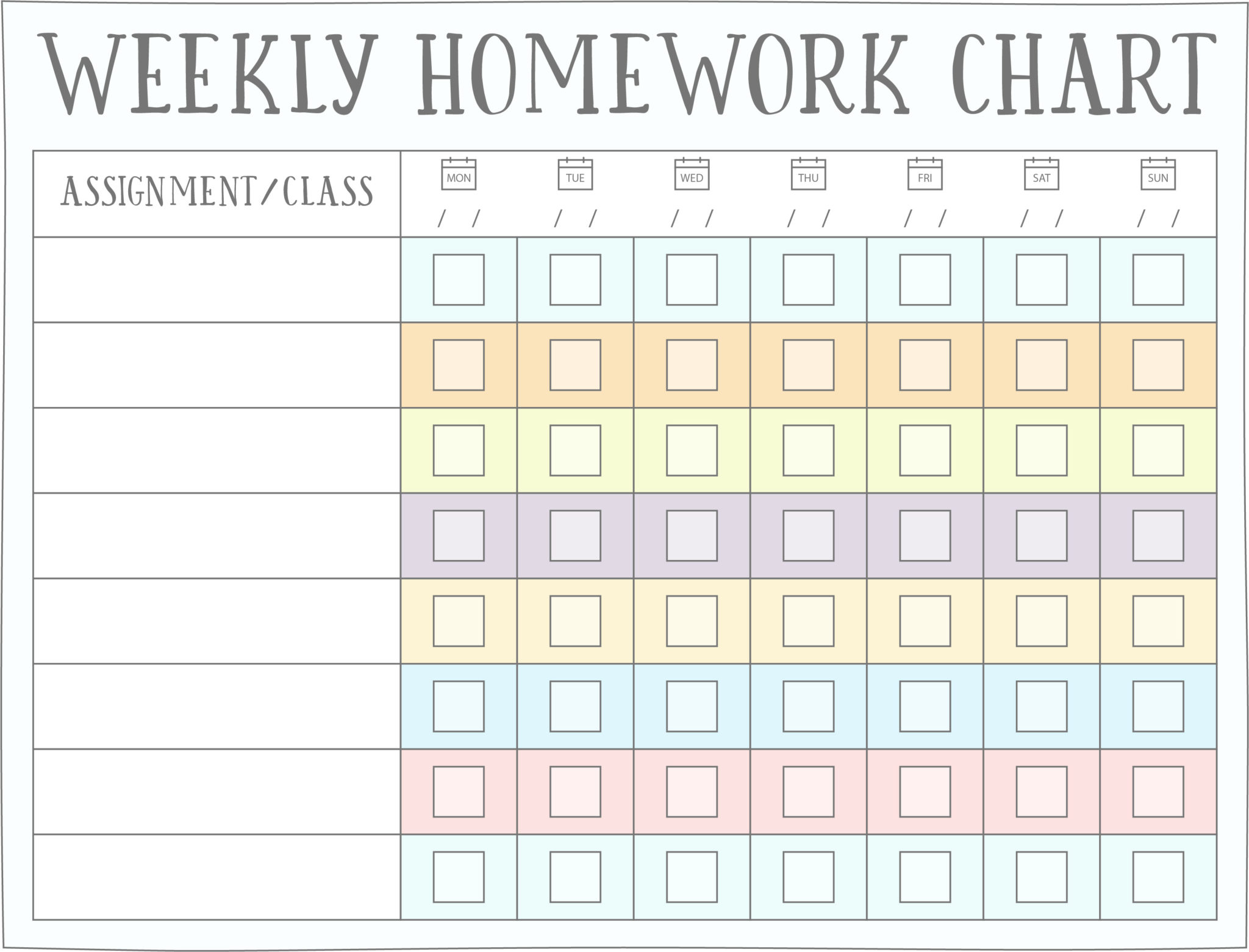 free printable homework reward chart