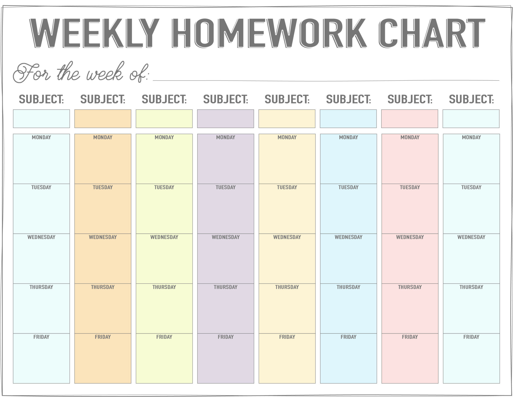 Printable Homework Chart