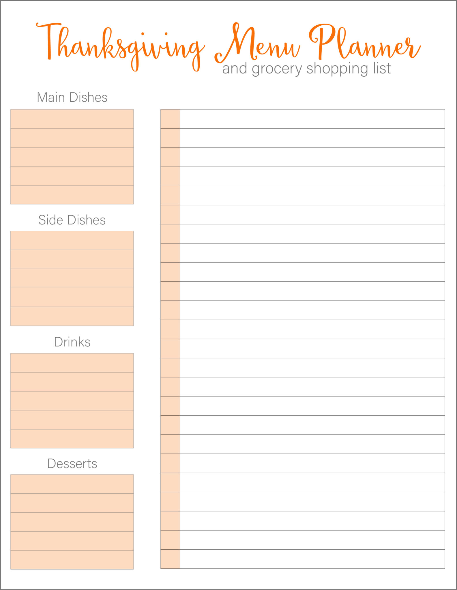 Thanksgiving Meal Planners & Shopping List Printables FREE Live