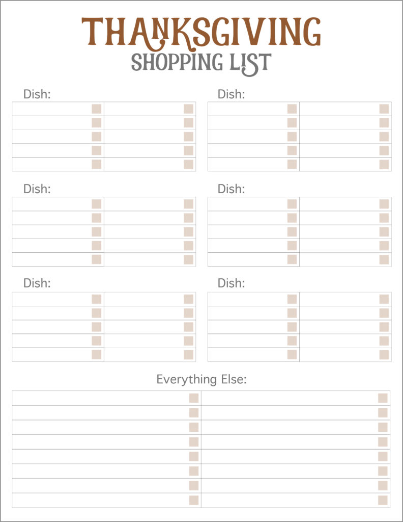 Thanksgiving Meal Planners Shopping List Printables FREE Live 