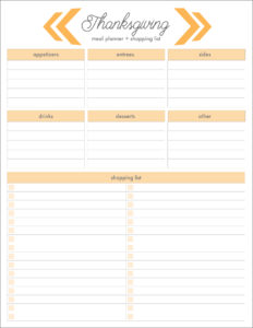 Thanksgiving Meal Planners & Shopping List Printables - FREE | Live ...