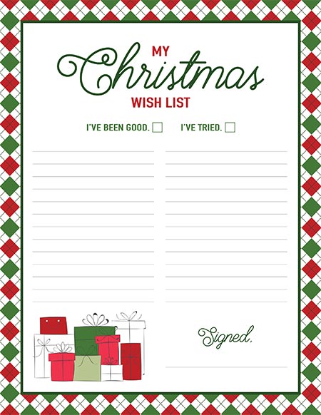 Printable Christmas List Templates