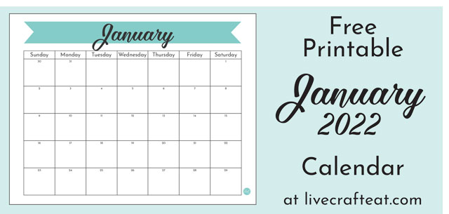january 2022 calendar free printable live craft eat