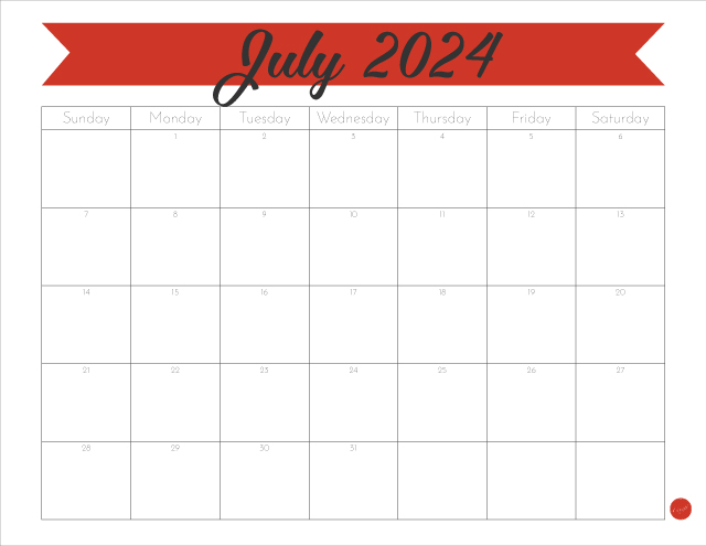 July 2024! Free printable calendar