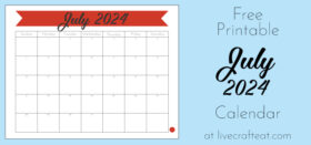 Free Printable Monthly Calendar :: July 2024