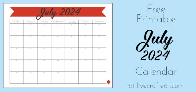 Free printable July 2024 calendar