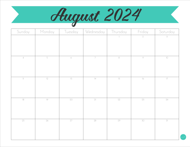 Free Printable Monthly Calendar :: August 2024