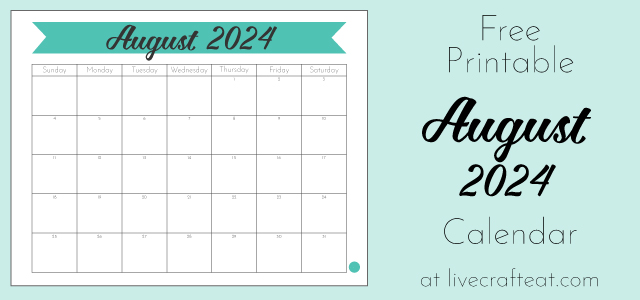 Free Printable August 2024 Calendar