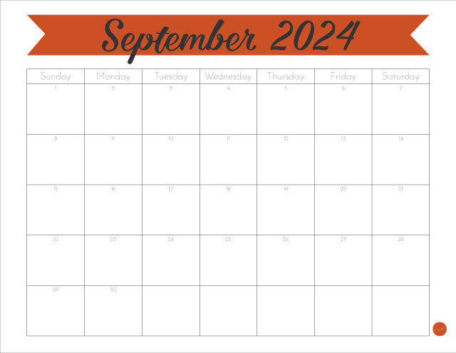 Free Printable September 2024 Banner Calendar