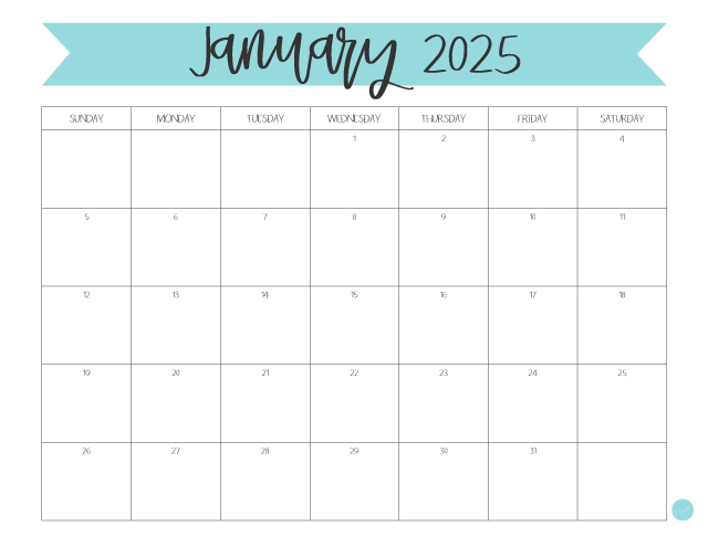 January 2025 Calendar - free printable!